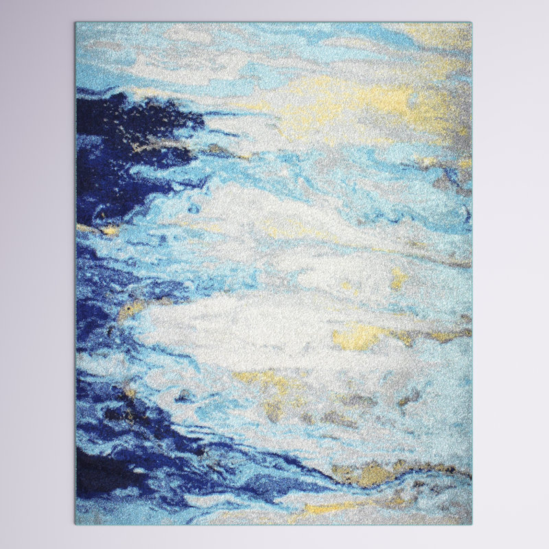 Hashtag Home Coughlin Abstract Blue Area Rug & Reviews Wayfair